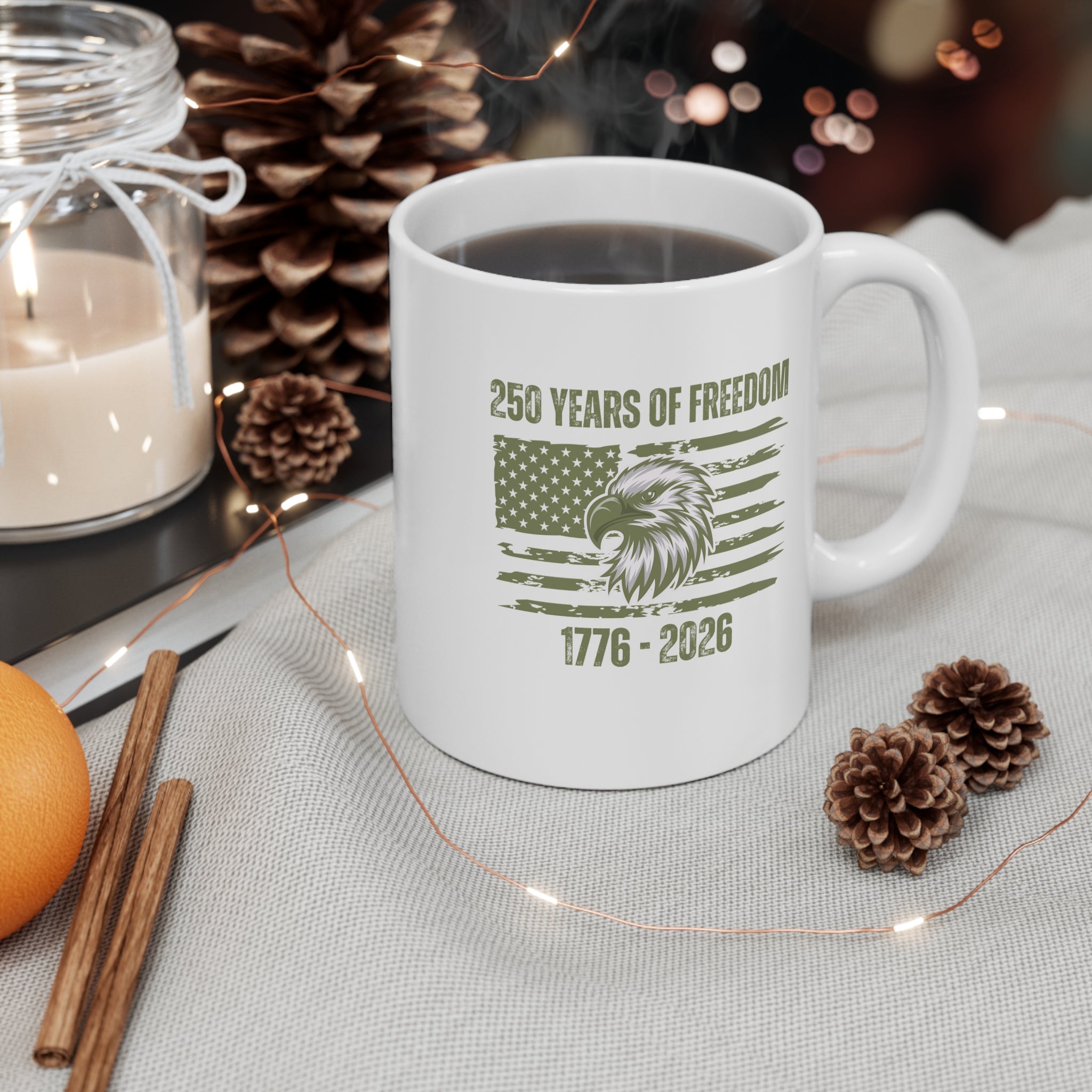 250 Years of Freedom Eagle Flag Coffee Mug (1776–2026)